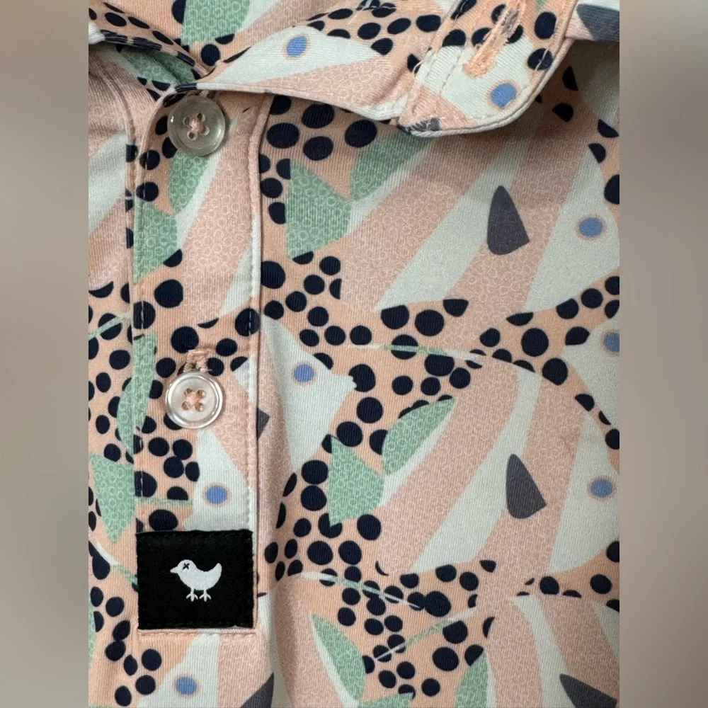 Bad Birdie Ocean 72 Men's Short Sleeve Golf Polo Shirt Fish Pattern Size L - Picture 6 of 9